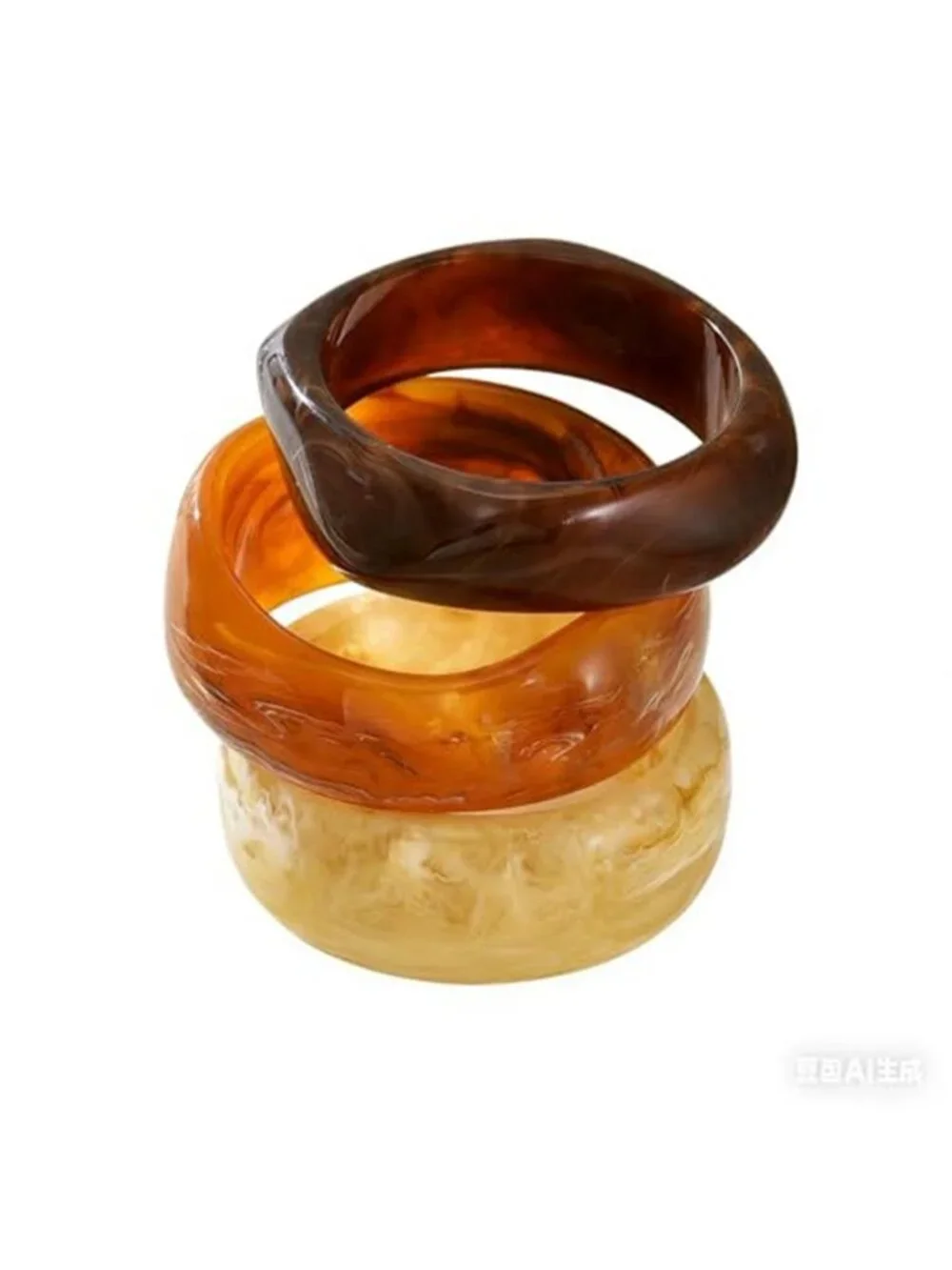 3Pcs Chunky Acrylic Cuff Bangle Bracelet Set for Women Resin Colorful Irregular